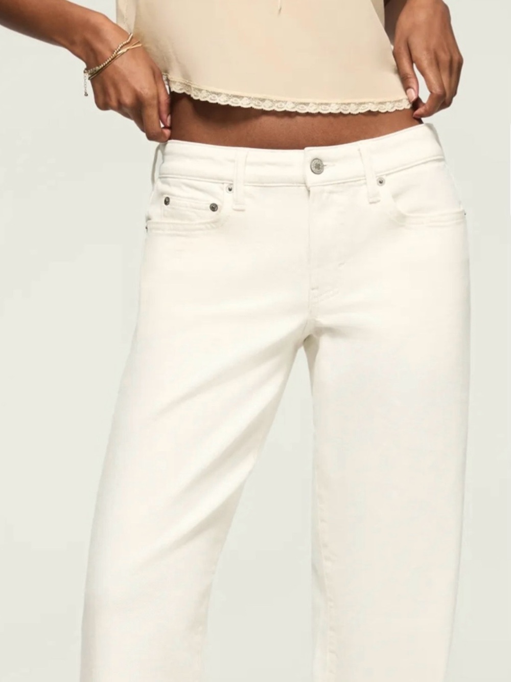 NEW Lucky Brand The Baggy White Straight-Leg Jeans Women’s